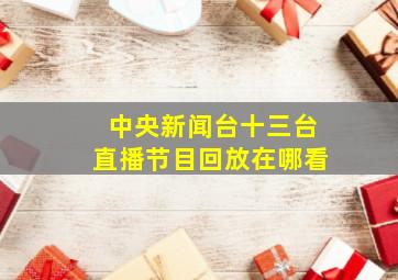 中央新闻台十三台直播节目回放在哪看