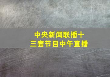 中央新闻联播十三套节目中午直播