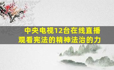 中央电视12台在线直播观看宪法的精神法治的力