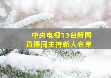 中央电视13台新闻直播间主持新人名单