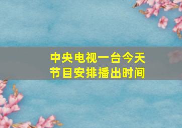 中央电视一台今天节目安排播出时间