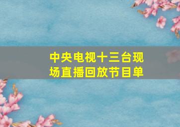 中央电视十三台现场直播回放节目单