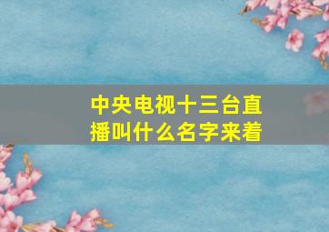 中央电视十三台直播叫什么名字来着