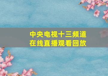 中央电视十三频道在线直播观看回放