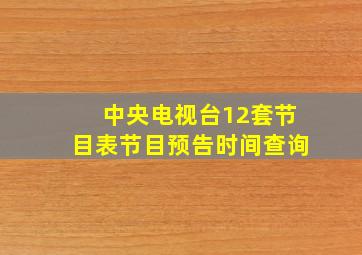 中央电视台12套节目表节目预告时间查询