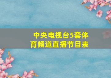 中央电视台5套体育频道直播节目表