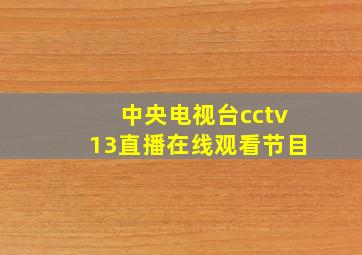 中央电视台cctv13直播在线观看节目