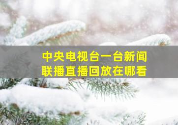 中央电视台一台新闻联播直播回放在哪看