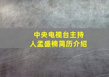 中央电视台主持人孟盛楠简历介绍