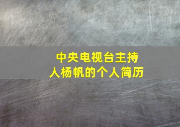 中央电视台主持人杨帆的个人简历