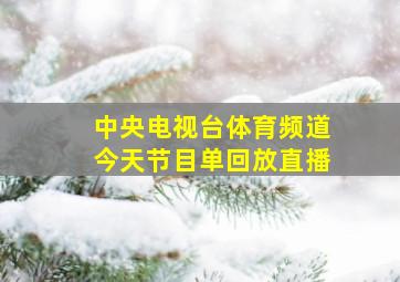 中央电视台体育频道今天节目单回放直播