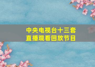 中央电视台十三套直播观看回放节目