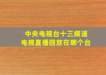 中央电视台十三频道电视直播回放在哪个台