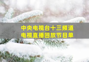 中央电视台十三频道电视直播回放节目单