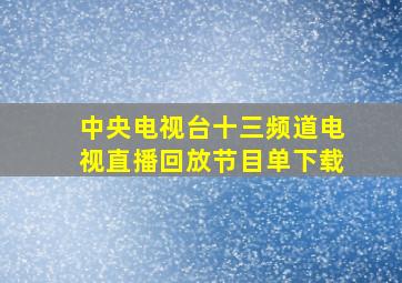 中央电视台十三频道电视直播回放节目单下载