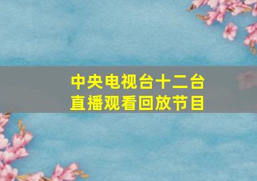 中央电视台十二台直播观看回放节目