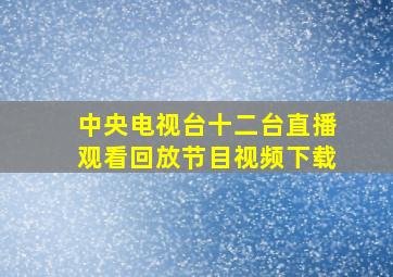 中央电视台十二台直播观看回放节目视频下载