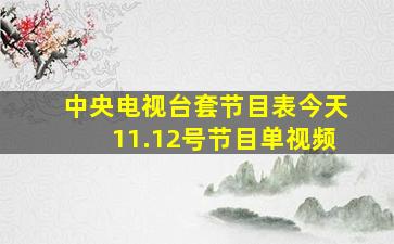 中央电视台套节目表今天11.12号节目单视频