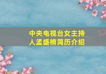 中央电视台女主持人孟盛楠简历介绍