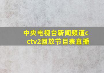 中央电视台新闻频道cctv2回放节目表直播