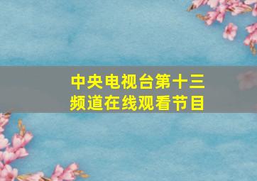 中央电视台第十三频道在线观看节目