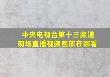 中央电视台第十三频道现场直播视频回放在哪看