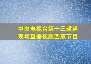 中央电视台第十三频道现场直播视频回放节目