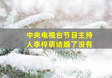 中央电视台节目主持人李梓萌结婚了没有