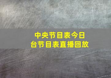 中央节目表今日台节目表直播回放