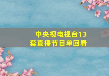 中央视电视台13套直播节目单回看