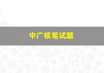 中广核笔试题