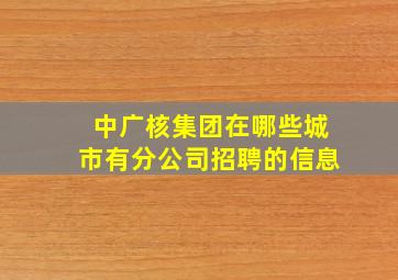 中广核集团在哪些城市有分公司招聘的信息