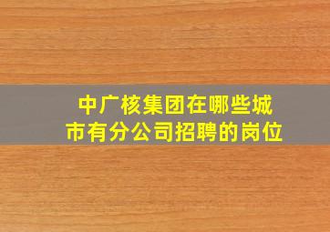 中广核集团在哪些城市有分公司招聘的岗位