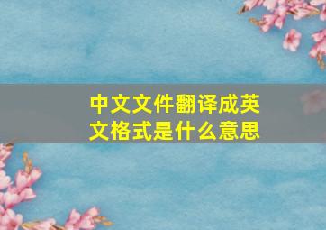 中文文件翻译成英文格式是什么意思