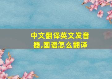 中文翻译英文发音器,国语怎么翻译