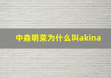 中森明菜为什么叫akina