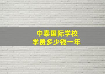 中泰国际学校学费多少钱一年