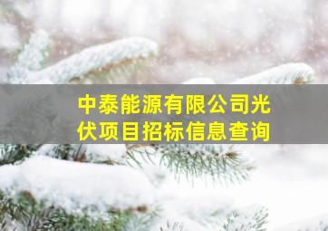 中泰能源有限公司光伏项目招标信息查询