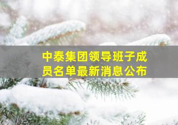 中泰集团领导班子成员名单最新消息公布