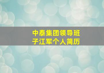 中泰集团领导班子江军个人简历