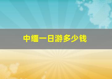 中缅一日游多少钱