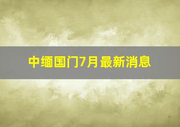 中缅国门7月最新消息