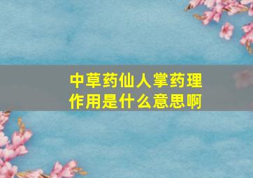 中草药仙人掌药理作用是什么意思啊