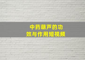 中药葫芦的功效与作用短视频