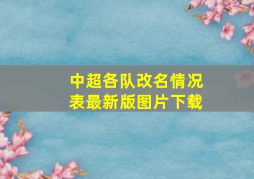 中超各队改名情况表最新版图片下载