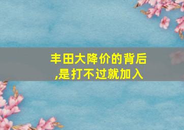 丰田大降价的背后,是打不过就加入