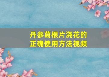 丹参葛根片浇花的正确使用方法视频