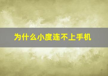 为什么小度连不上手机