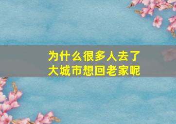 为什么很多人去了大城市想回老家呢