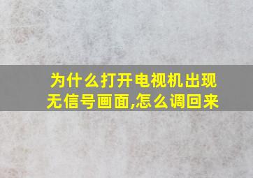 为什么打开电视机出现无信号画面,怎么调回来